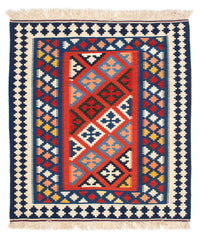 Tapis Kelim - Oriental carré  - 118 x 102 cm - bleu