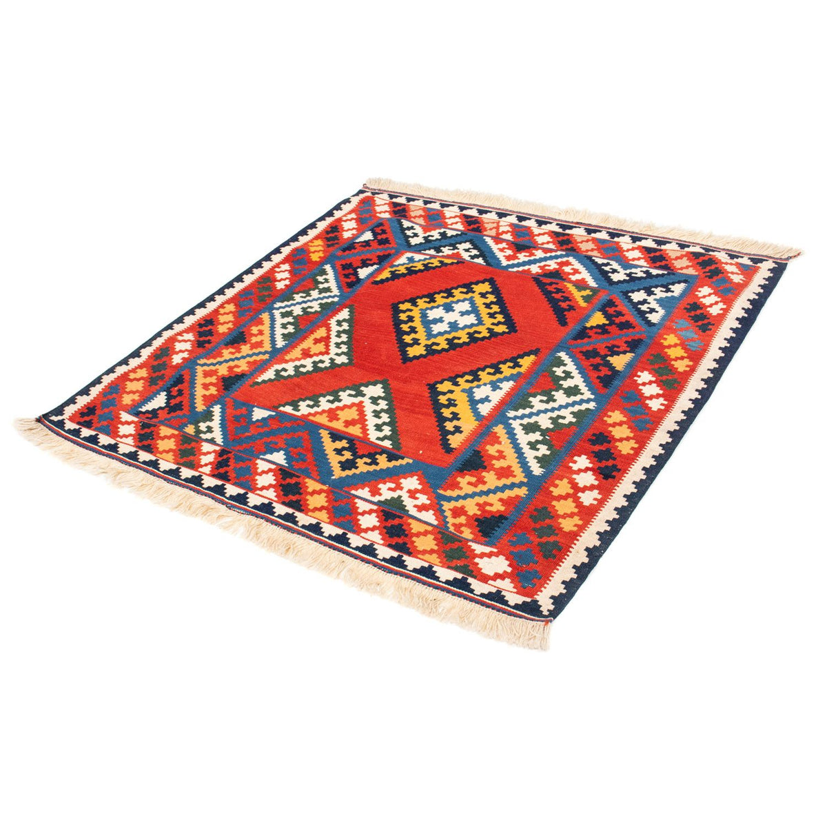 Tapis Kelim - Oriental carré  - 113 x 110 cm - rouge