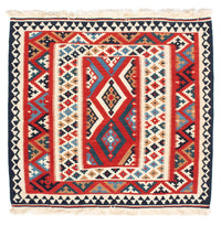 Tapis Kelim - Oriental carré  - 108 x 105 cm - rouge
