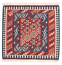 Tapis Kelim - Oriental carré  - 108 x 101 cm - rouge