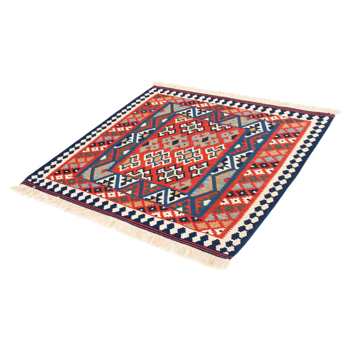 Tapis Kelim - Oriental carré  - 108 x 101 cm - rouge