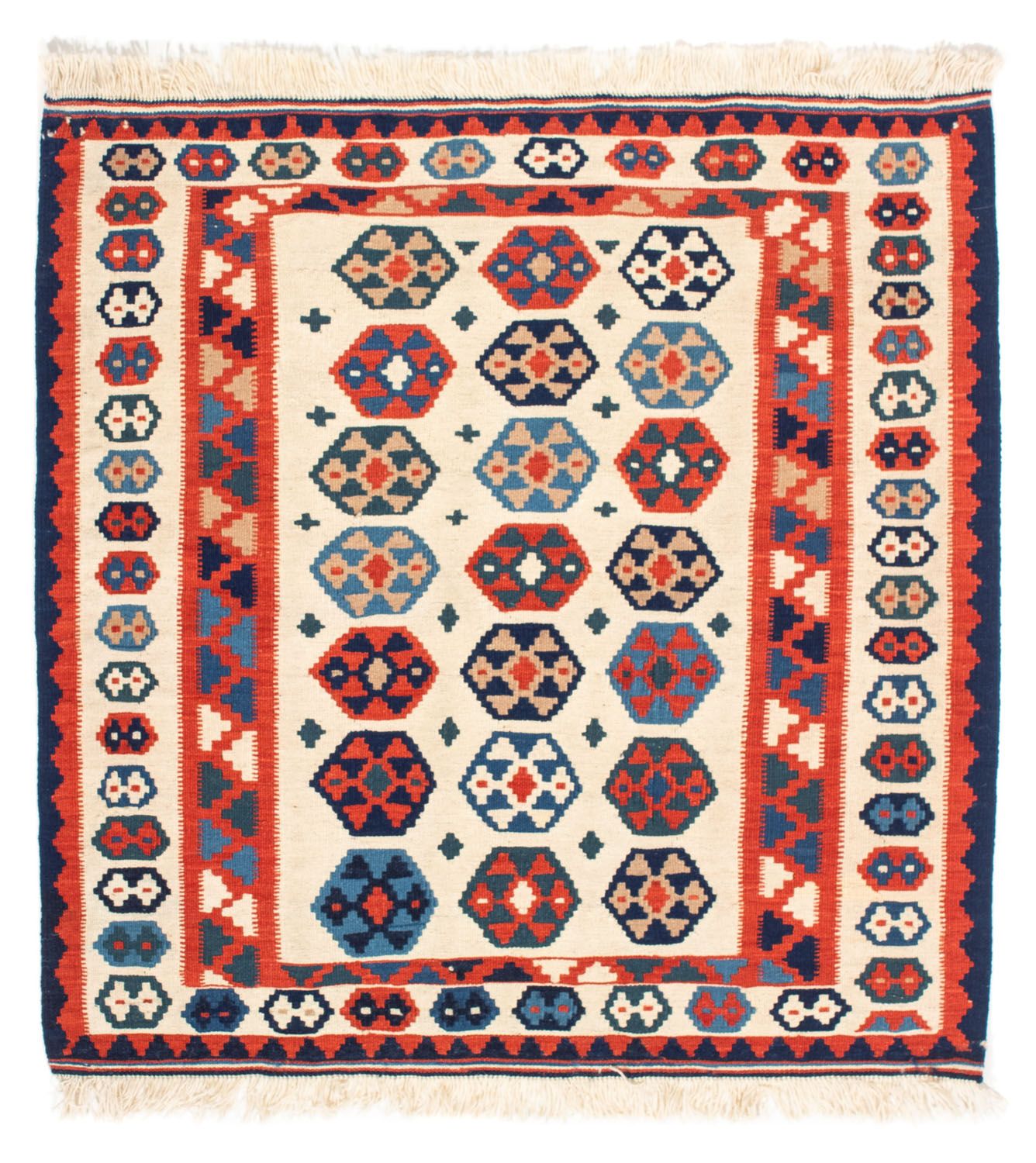 Tapis Kelim - Oriental carré  - 104 x 102 cm - beige