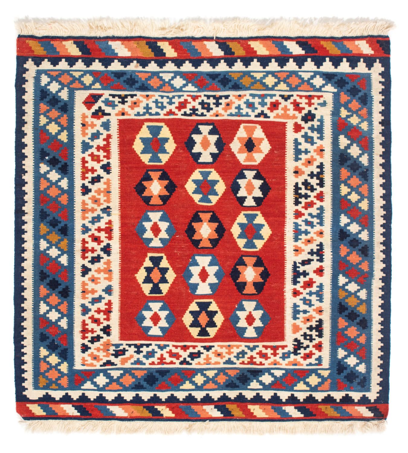 Tapis Kelim - Oriental carré  - 110 x 105 cm - bleu