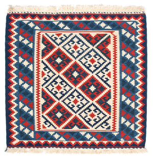 Tapis Kelim - Oriental carré  - 103 x 102 cm - beige