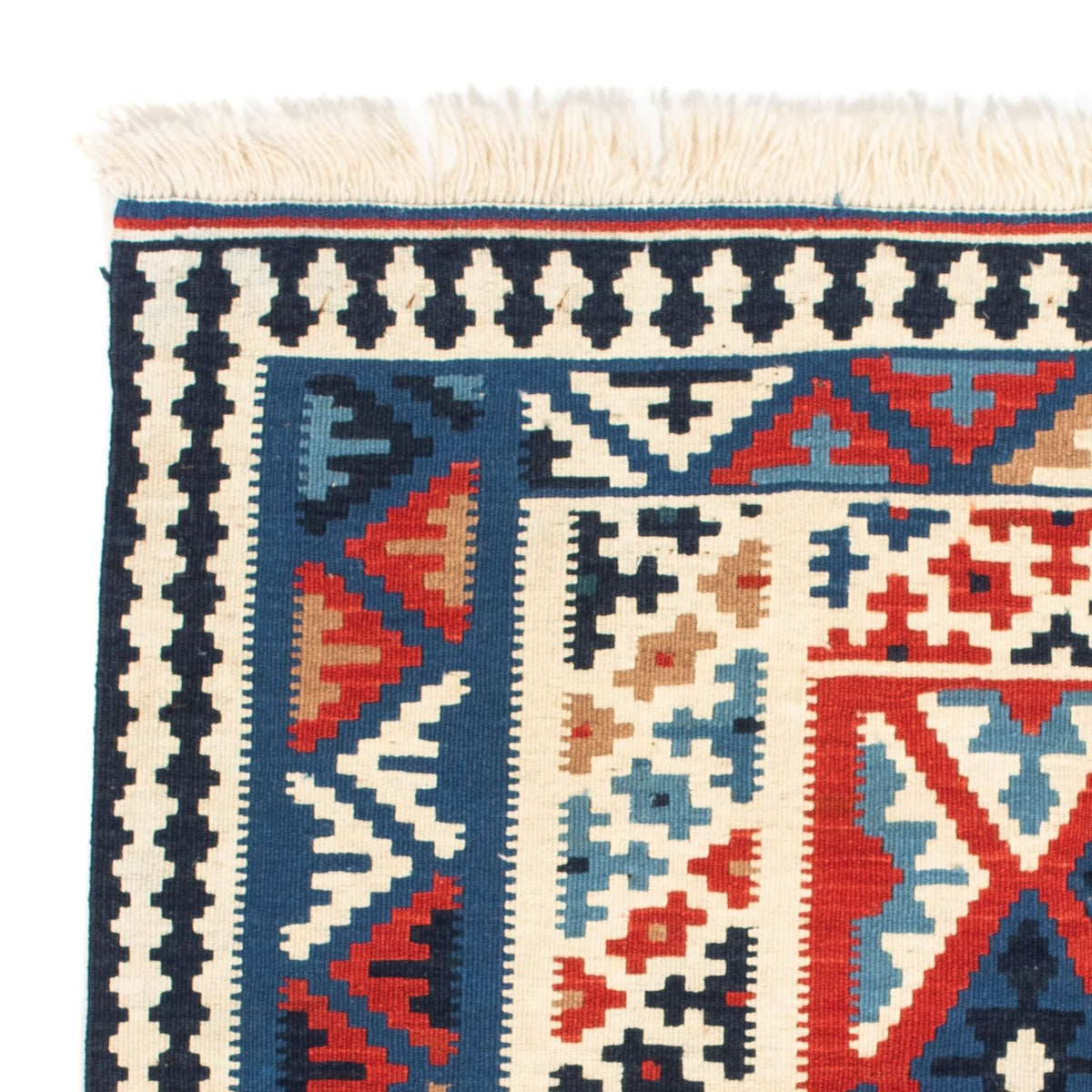 Tapis Kelim - Oriental carré  - 103 x 103 cm - bleu