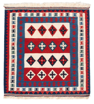 Tapis Kelim - Oriental carré  - 106 x 103 cm - bleu