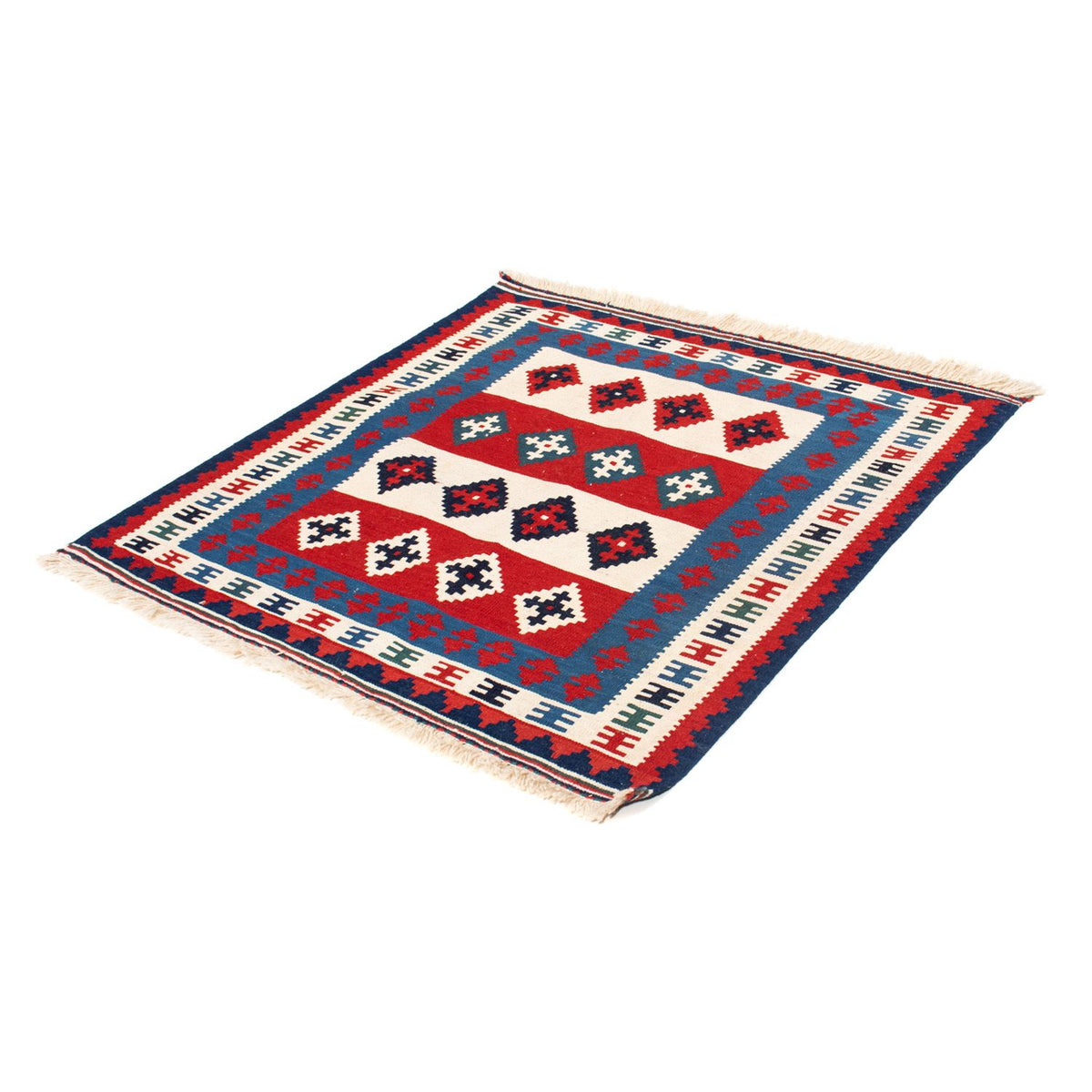 Tapis Kelim - Oriental carré  - 106 x 103 cm - bleu
