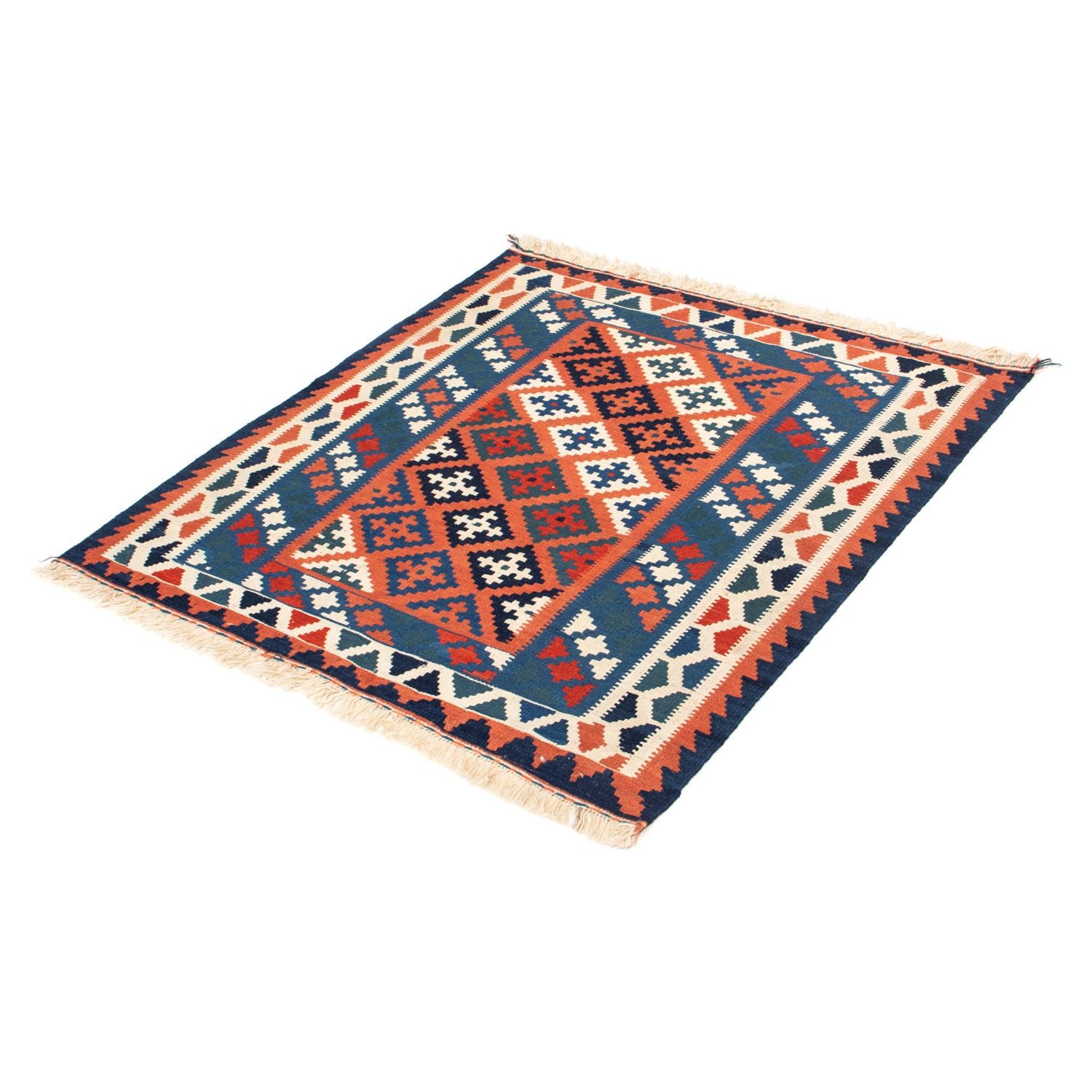 Tapis Kelim - Oriental carré  - 100 x 96 cm - bleu