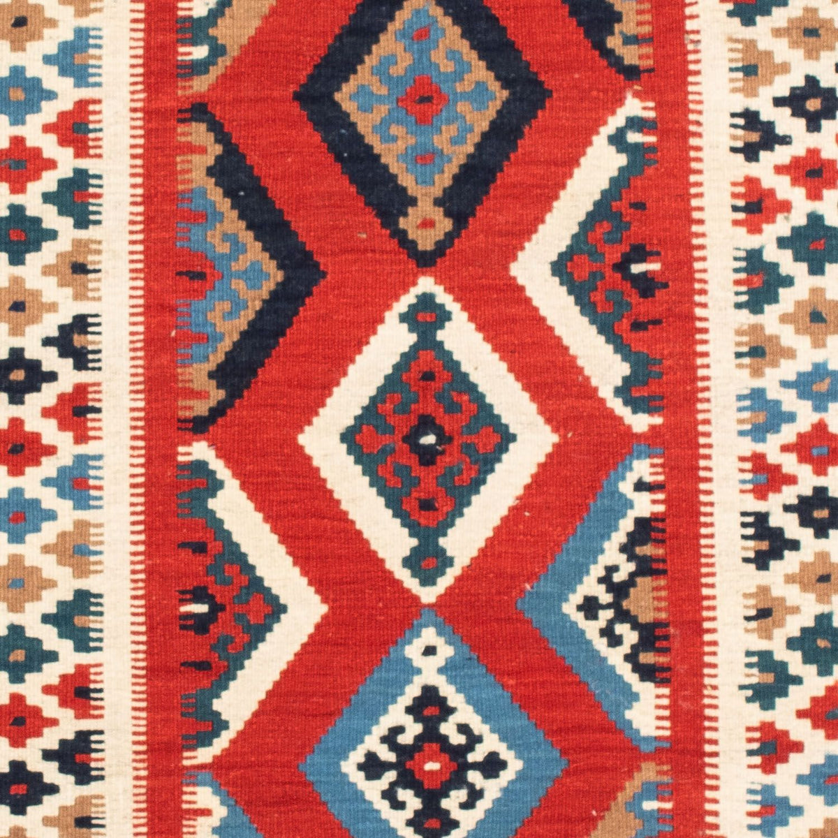 Tapis Kelim - Oriental carré  - 105 x 102 cm - rouge