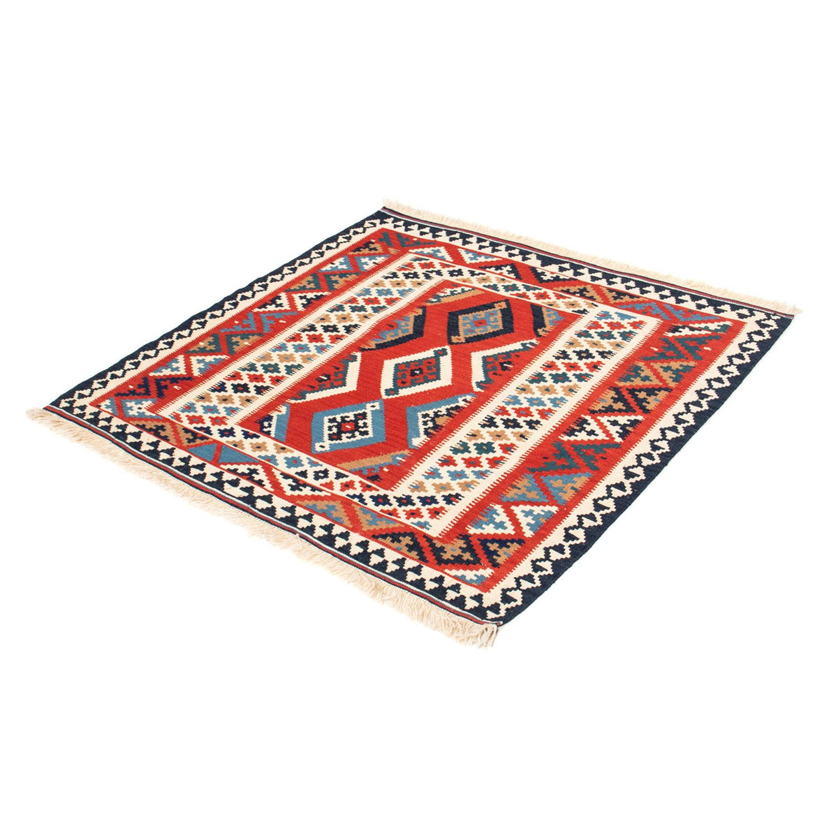 Tapis Kelim - Oriental carré  - 105 x 102 cm - rouge