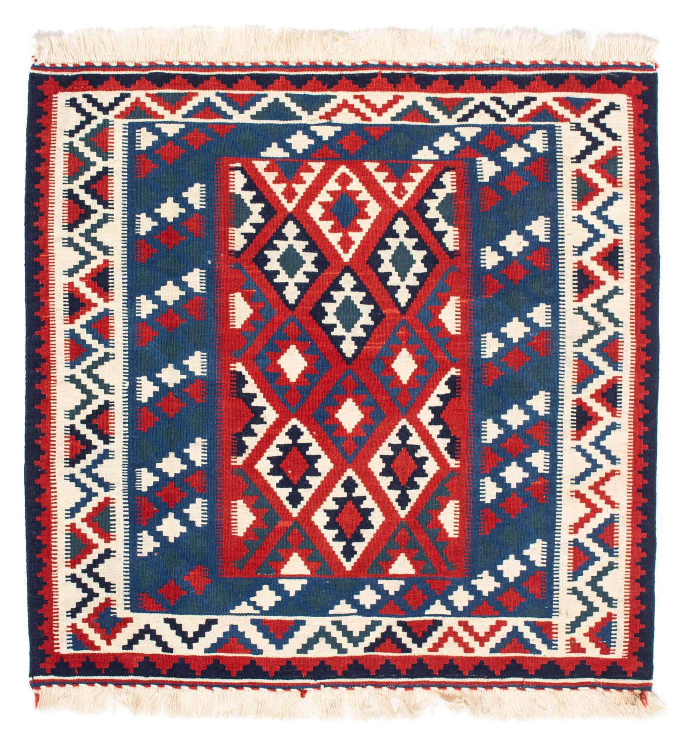 Tapis Kelim - Oriental carré  - 104 x 103 cm - bleu foncé