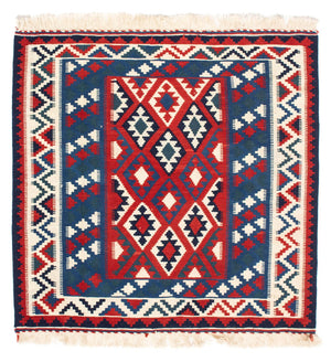 Tapis Kelim - Oriental carré  - 104 x 103 cm - bleu foncé