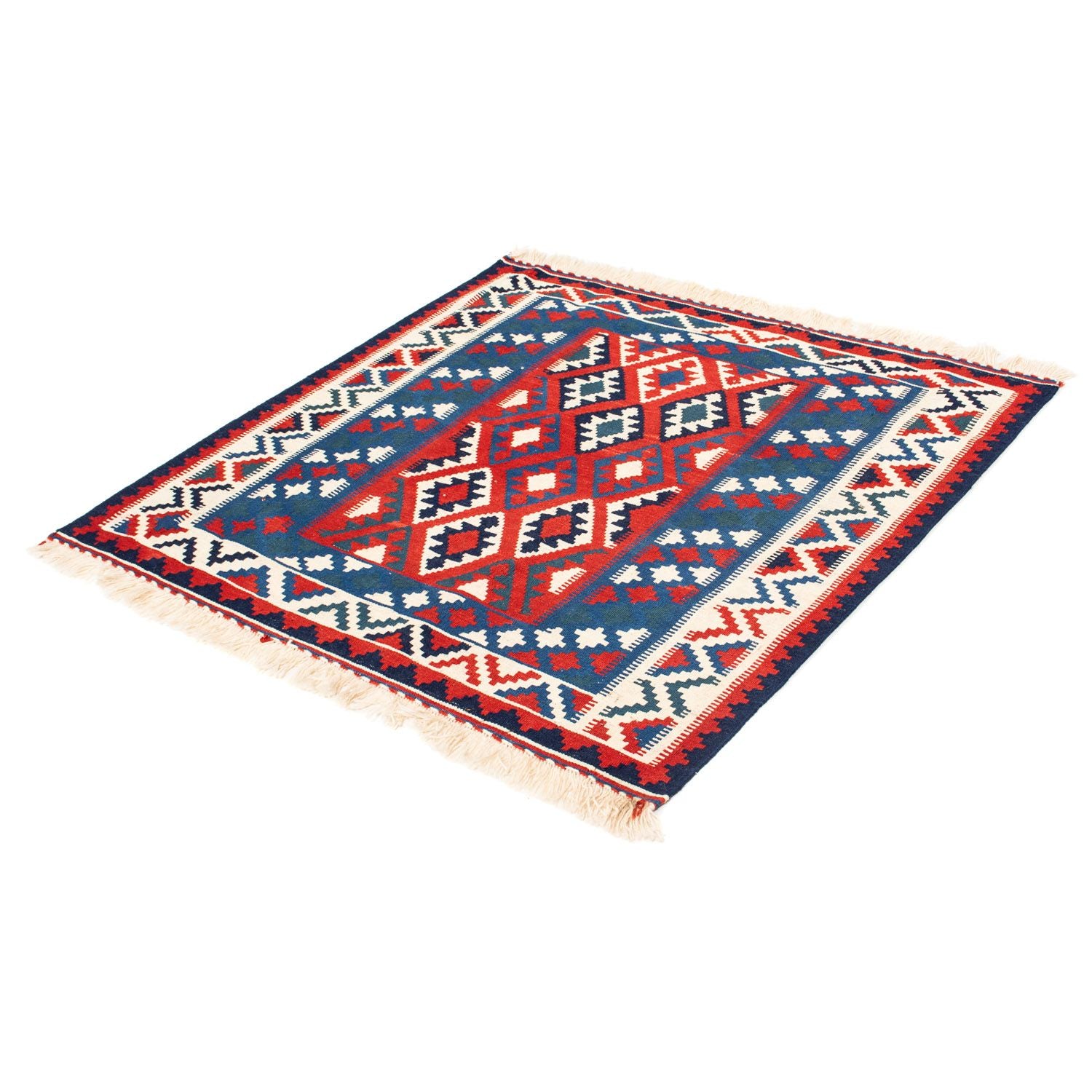 Tapis Kelim - Oriental carré  - 104 x 103 cm - bleu foncé