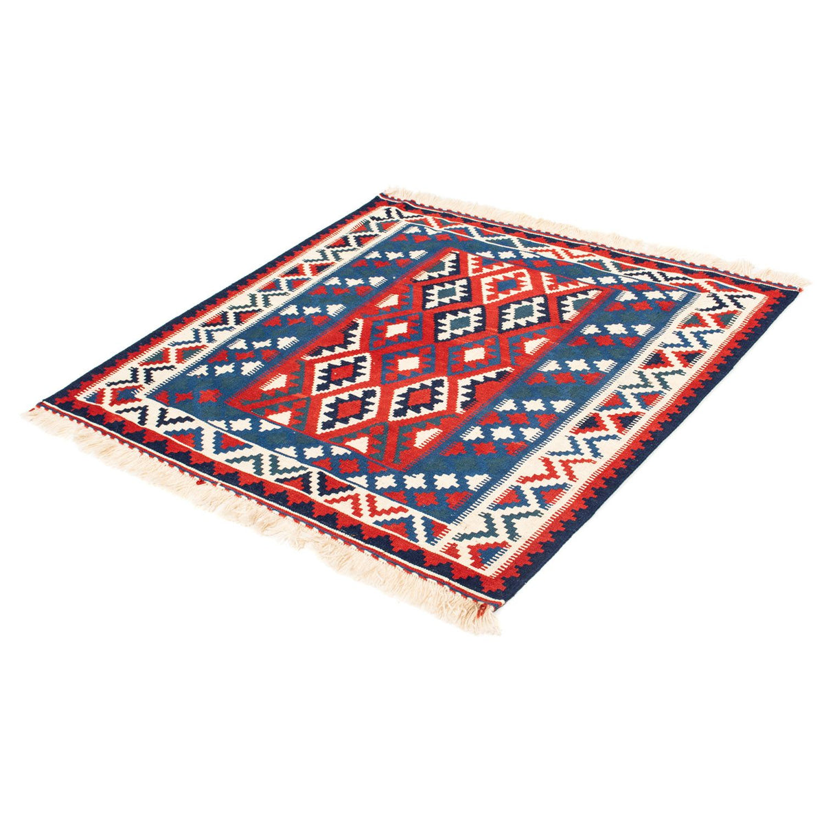 Tapis Kelim - Oriental carré  - 104 x 103 cm - bleu foncé