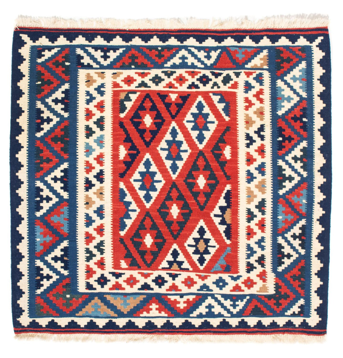 Tapis Kelim - Oriental carré  - 102 x 100 cm - bleu
