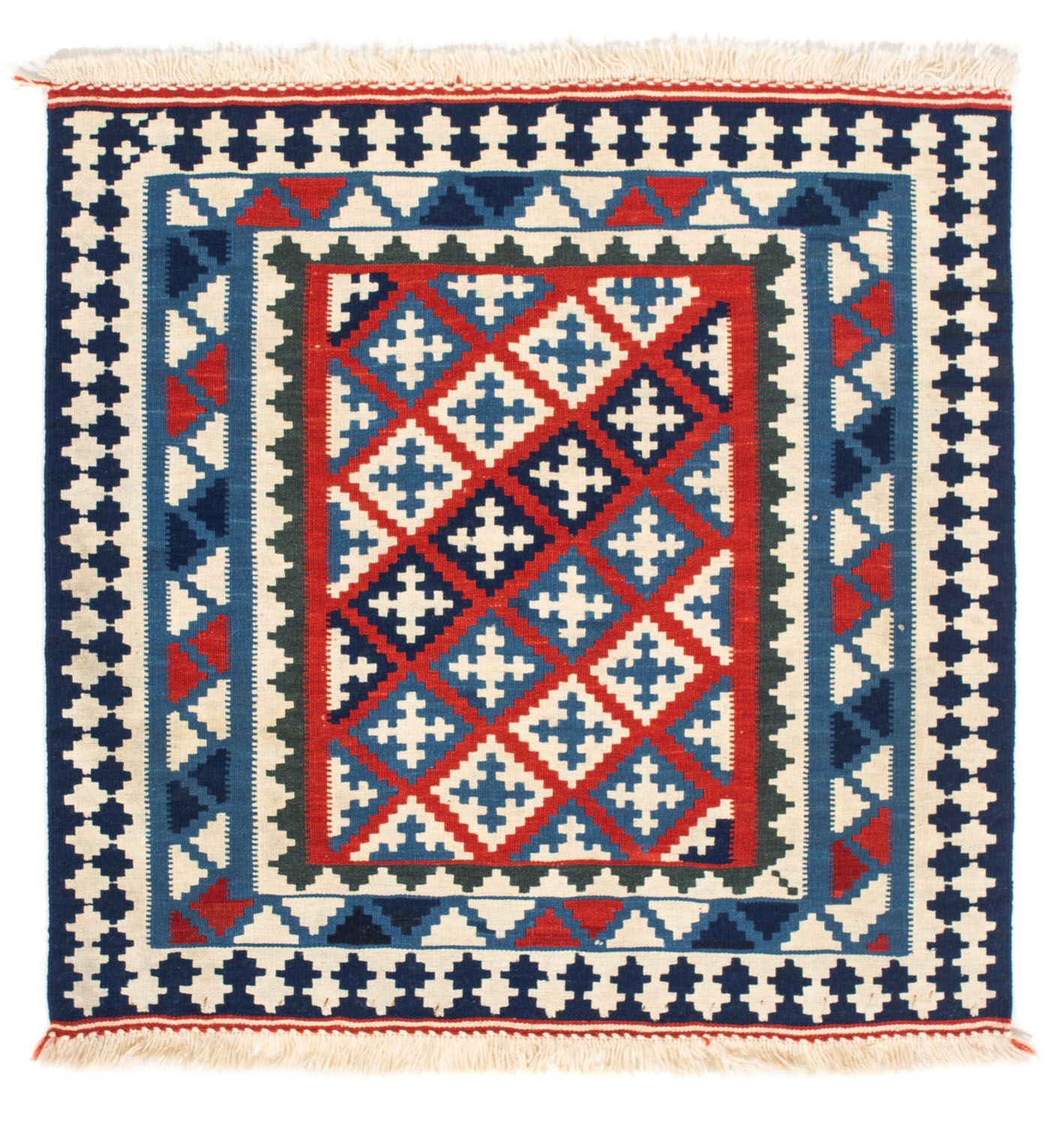 Tapis Kelim - Oriental carré  - 100 x 100 cm - bleu