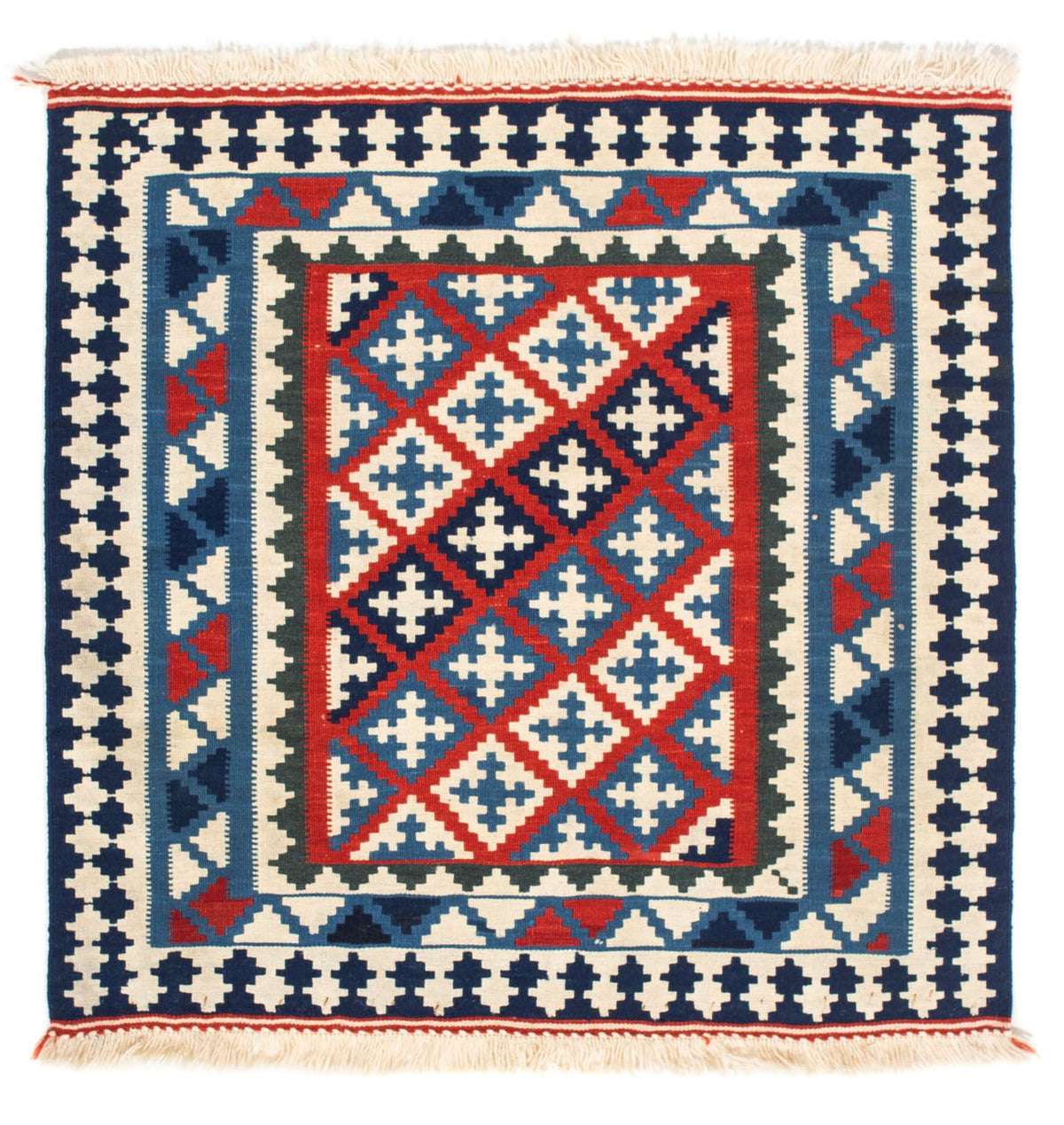 Tapis Kelim - Oriental carré  - 100 x 100 cm - bleu