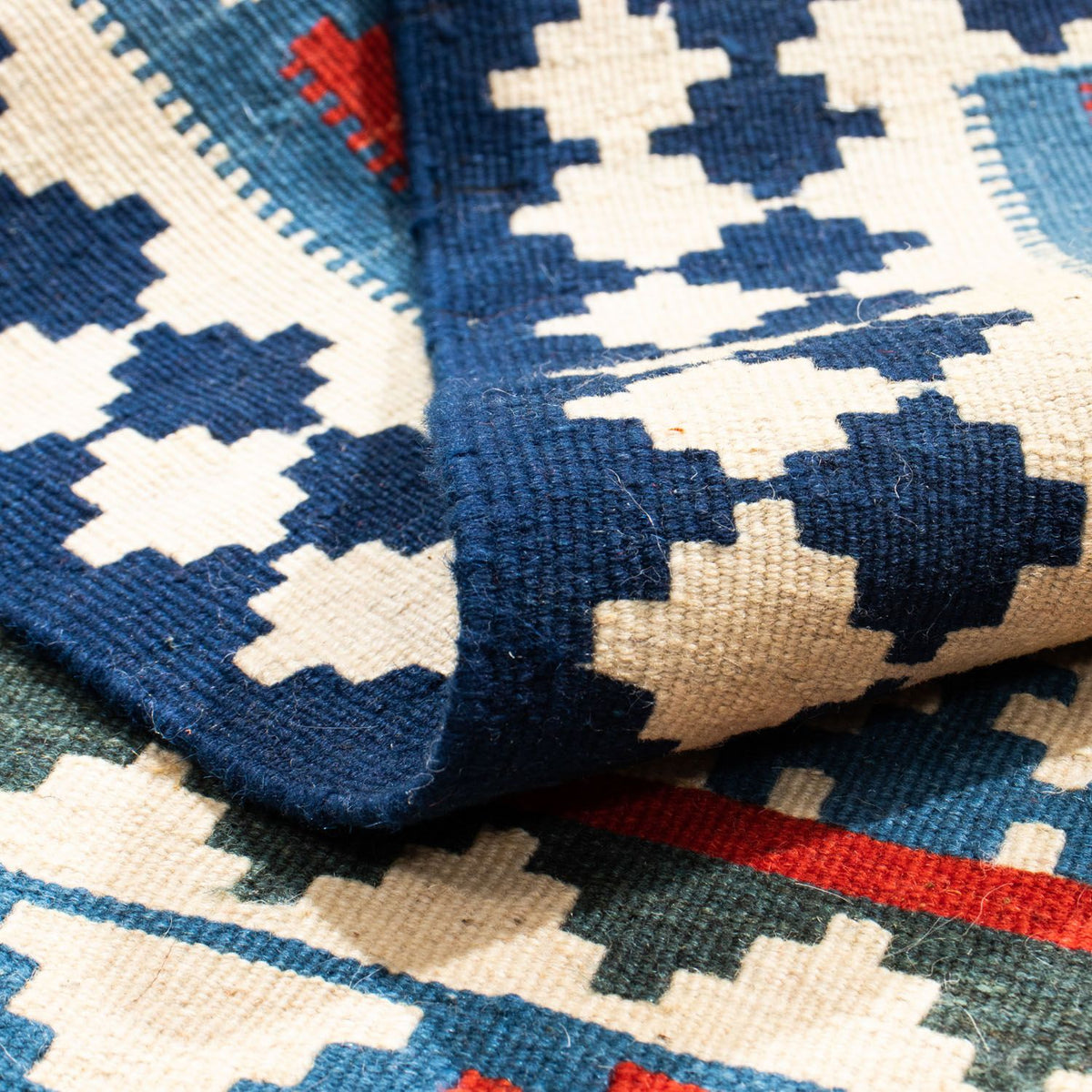 Tapis Kelim - Oriental carré  - 100 x 100 cm - bleu