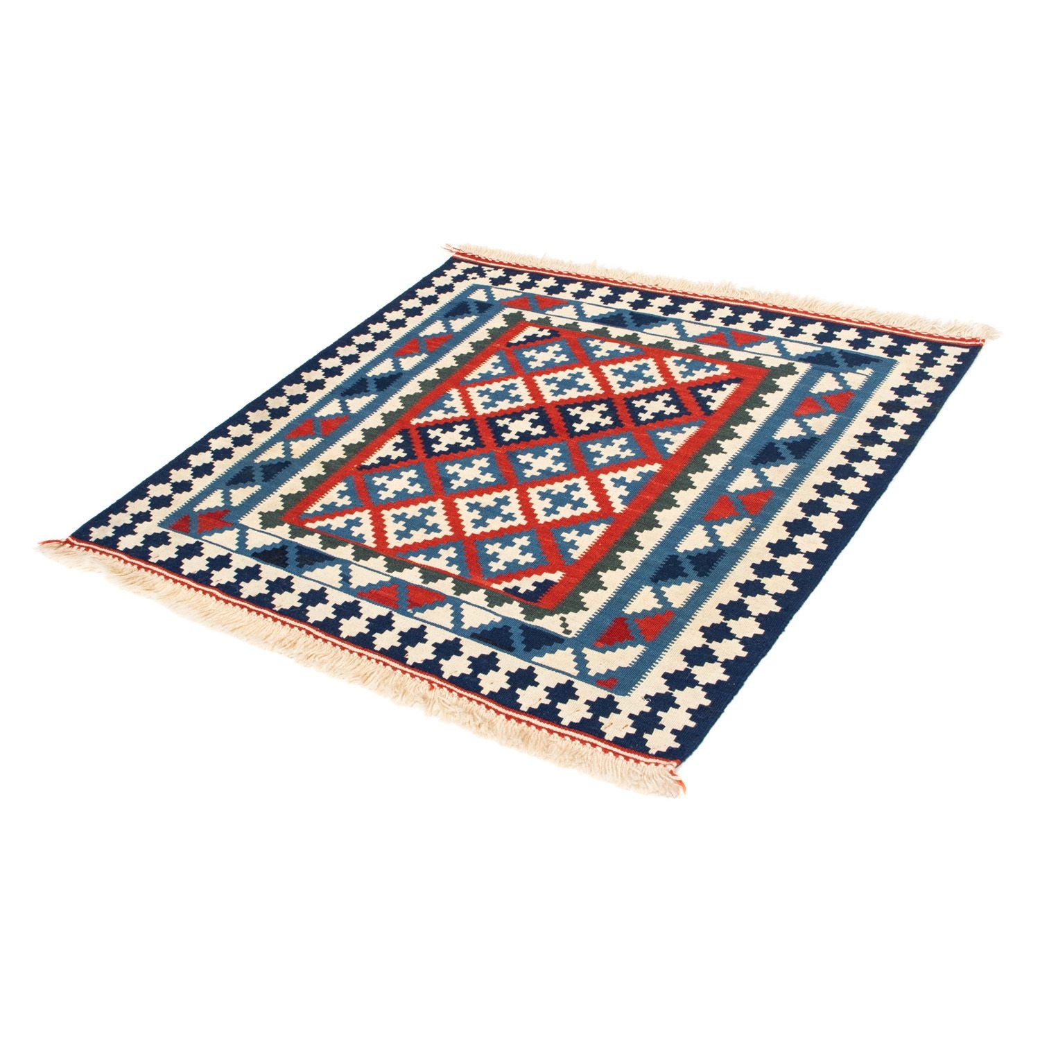 Tapis Kelim - Oriental carré  - 100 x 100 cm - bleu