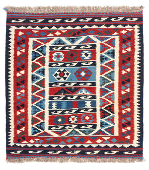 Tapis Kelim - Oriental carré  - 104 x 99 cm - multicolore