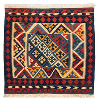 Tapis Kelim - Oriental carré  - 110 x 109 cm - rouge