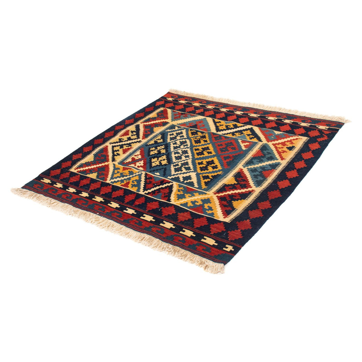 Tapis Kelim - Oriental carré  - 110 x 109 cm - rouge