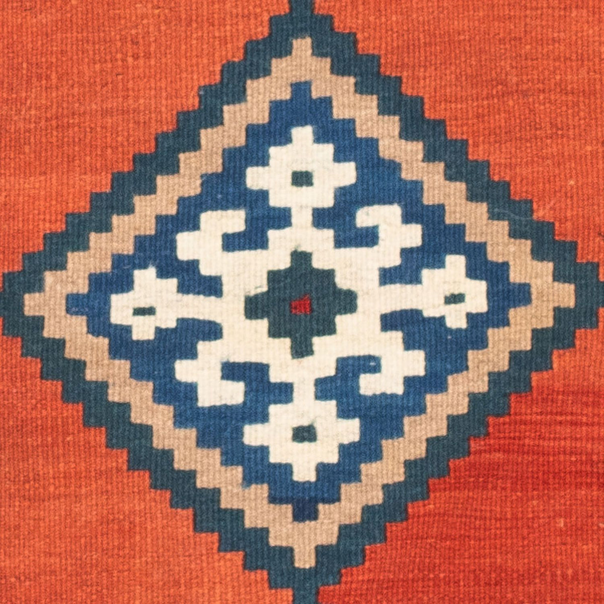 Tapis Kelim - Oriental carré  - 102 x 102 cm - rouille