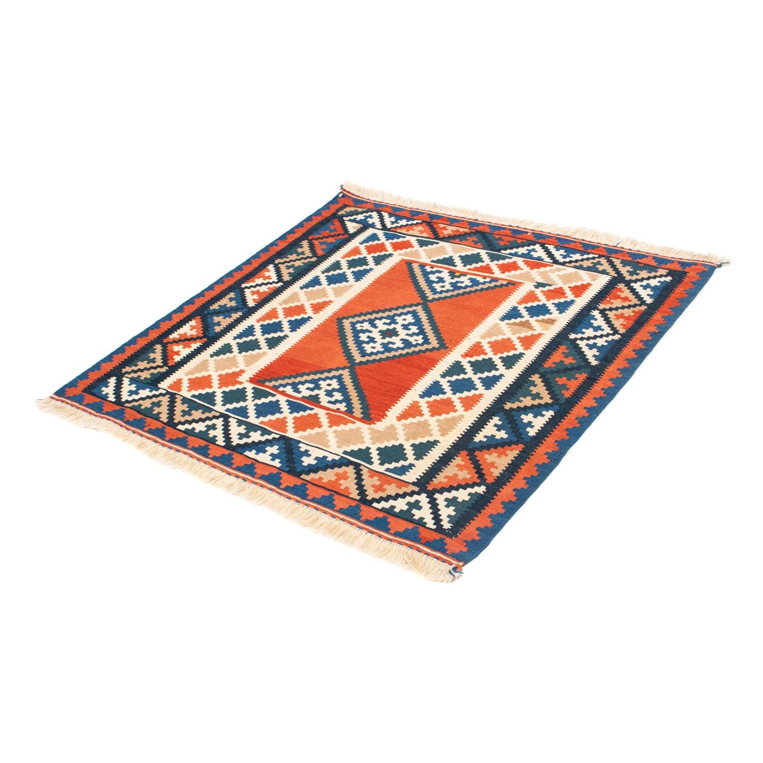 Tapis Kelim - Oriental carré  - 102 x 102 cm - rouille