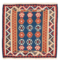Tapis Kelim - Oriental carré  - 104 x 102 cm - bleu