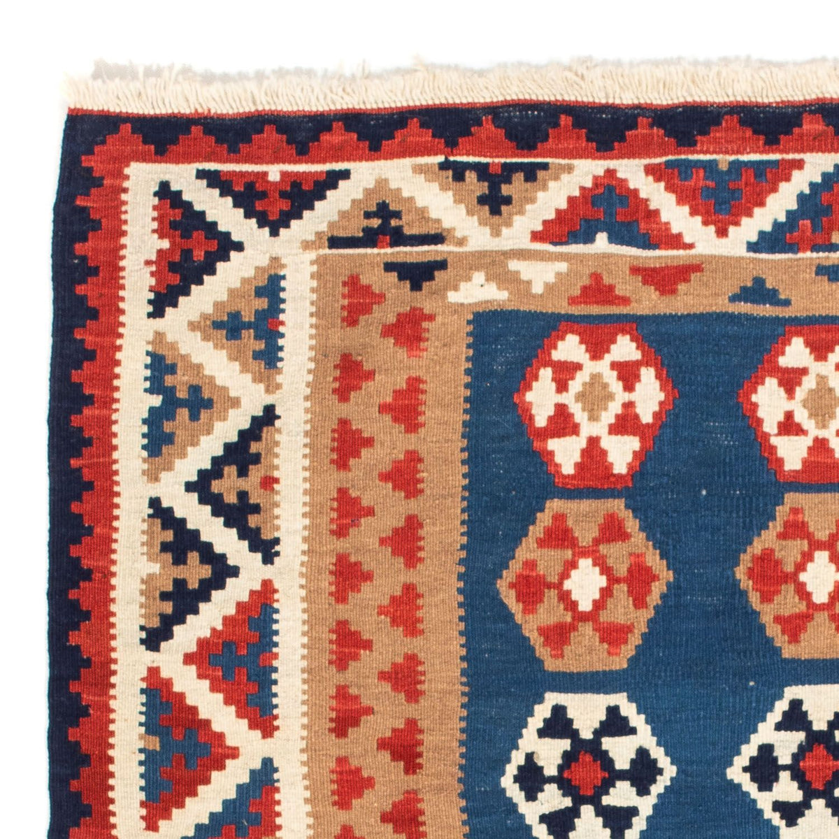 Tapis Kelim - Oriental carré  - 104 x 102 cm - bleu