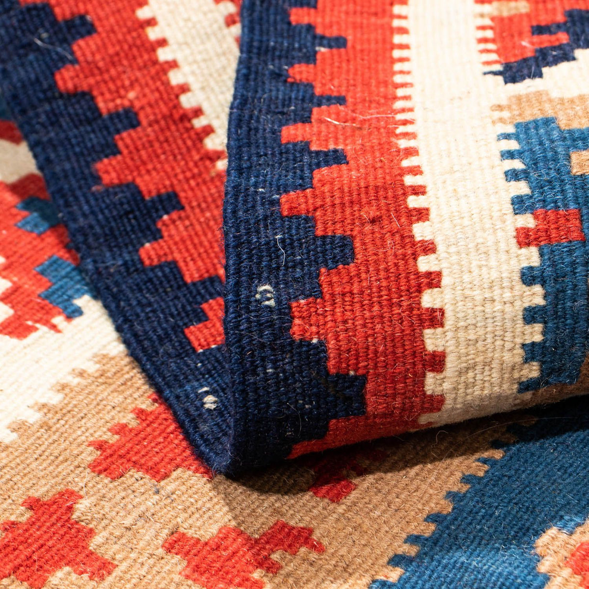 Tapis Kelim - Oriental carré  - 104 x 102 cm - bleu