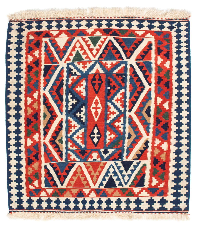 Tapis Kelim - Oriental carré  - 111 x 105 cm - rouge