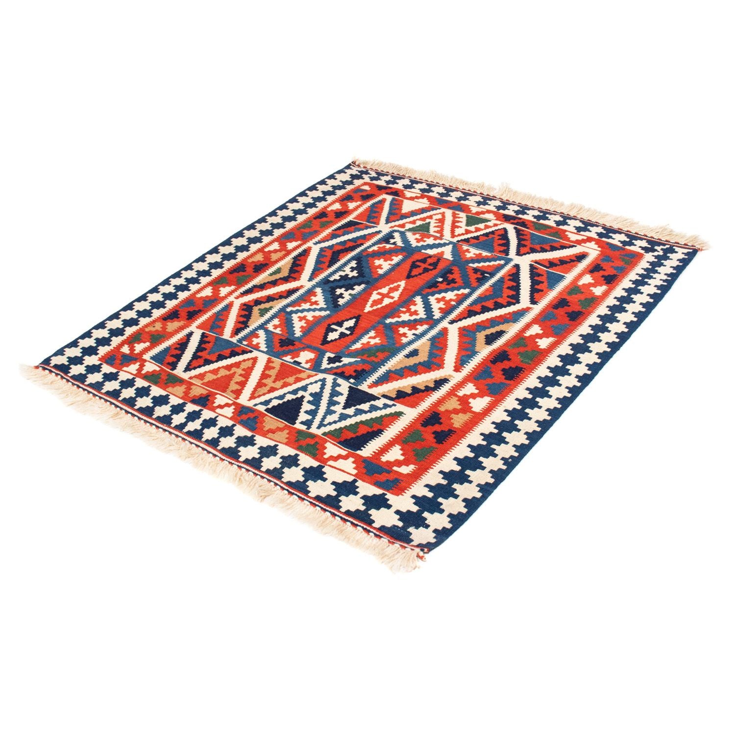 Tapis Kelim - Oriental carré  - 111 x 105 cm - rouge