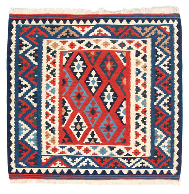 Tapis Kelim - Oriental carré  - 104 x 100 cm - bleu foncé