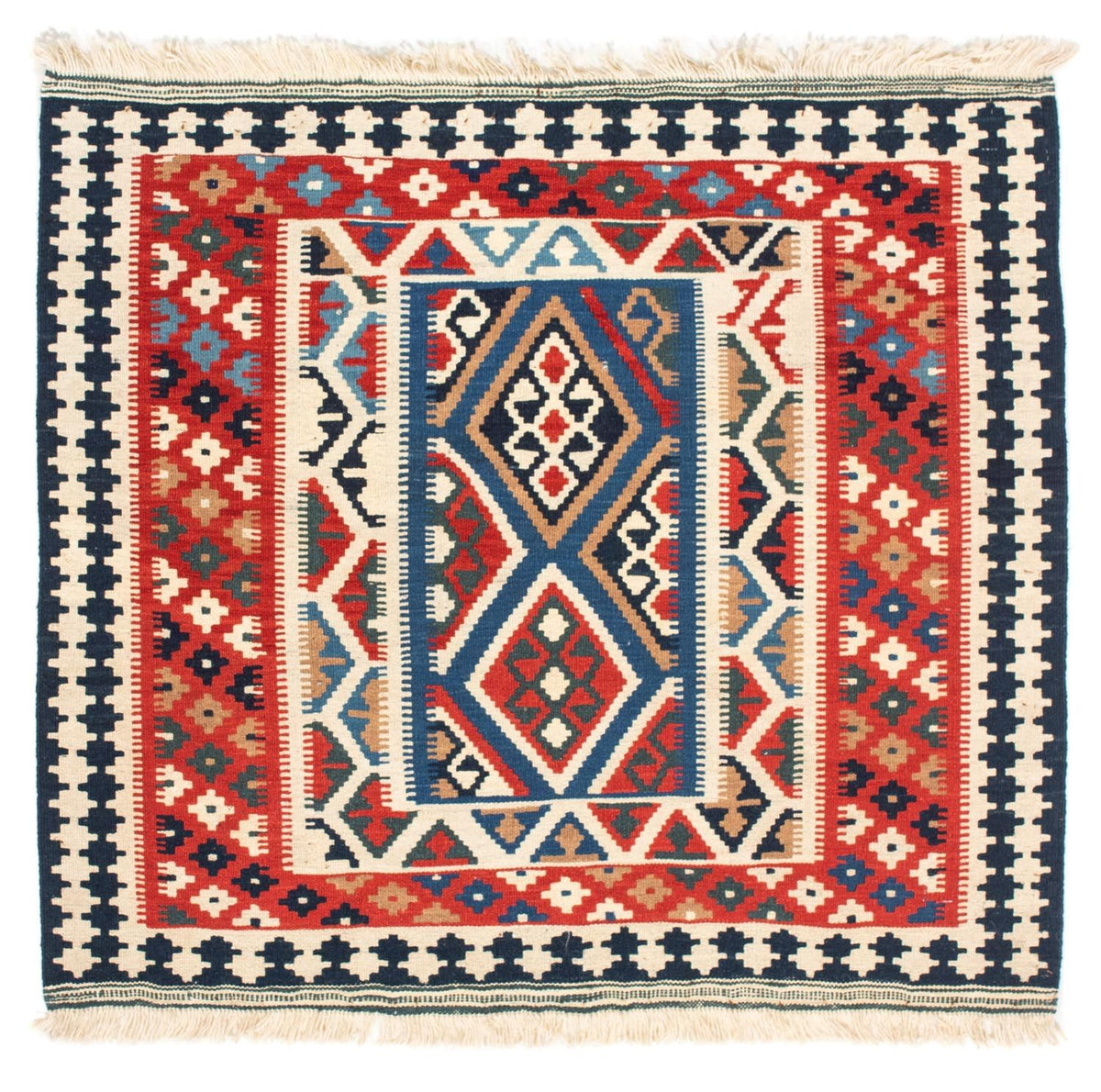 Tapis Kelim - Oriental carré  - 104 x 99 cm - rouge