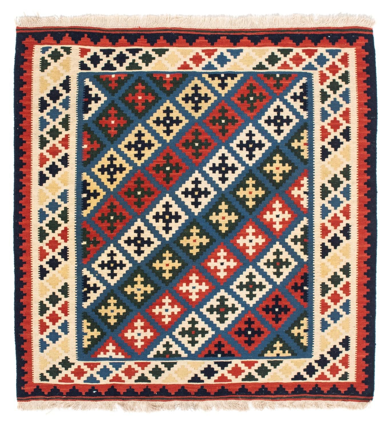 Tapis Kelim - Oriental carré  - 104 x 100 cm - bleu foncé