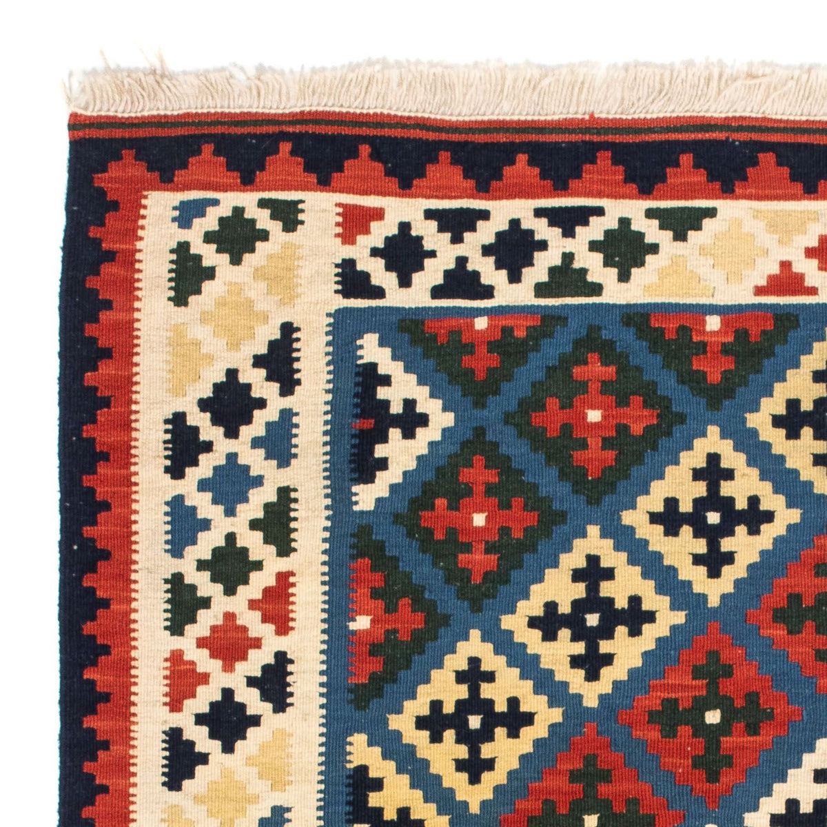 Tapis Kelim - Oriental carré  - 104 x 100 cm - bleu foncé