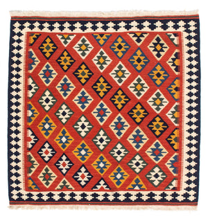 Tapis Kelim - Oriental carré  - 106 x 103 cm - rouge
