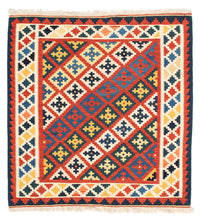 Tapis Kelim - Oriental carré  - 106 x 102 cm - rouge foncé