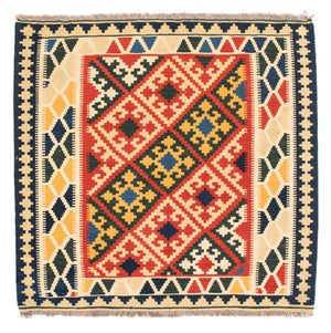 Tapis Kelim - Oriental carré  - 103 x 101 cm - beige