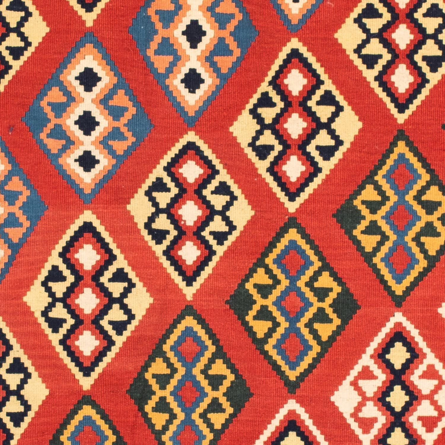 Tapis Kelim - Oriental carré  - 105 x 104 cm - rouge foncé