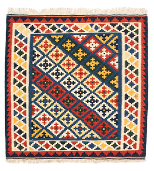 Tapis Kelim - Oriental carré  - 101 x 101 cm - beige