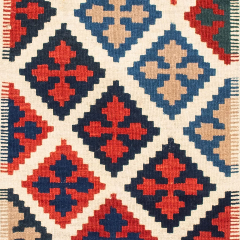 Tapis Kelim - Oriental carré  - 104 x 103 cm - bleu