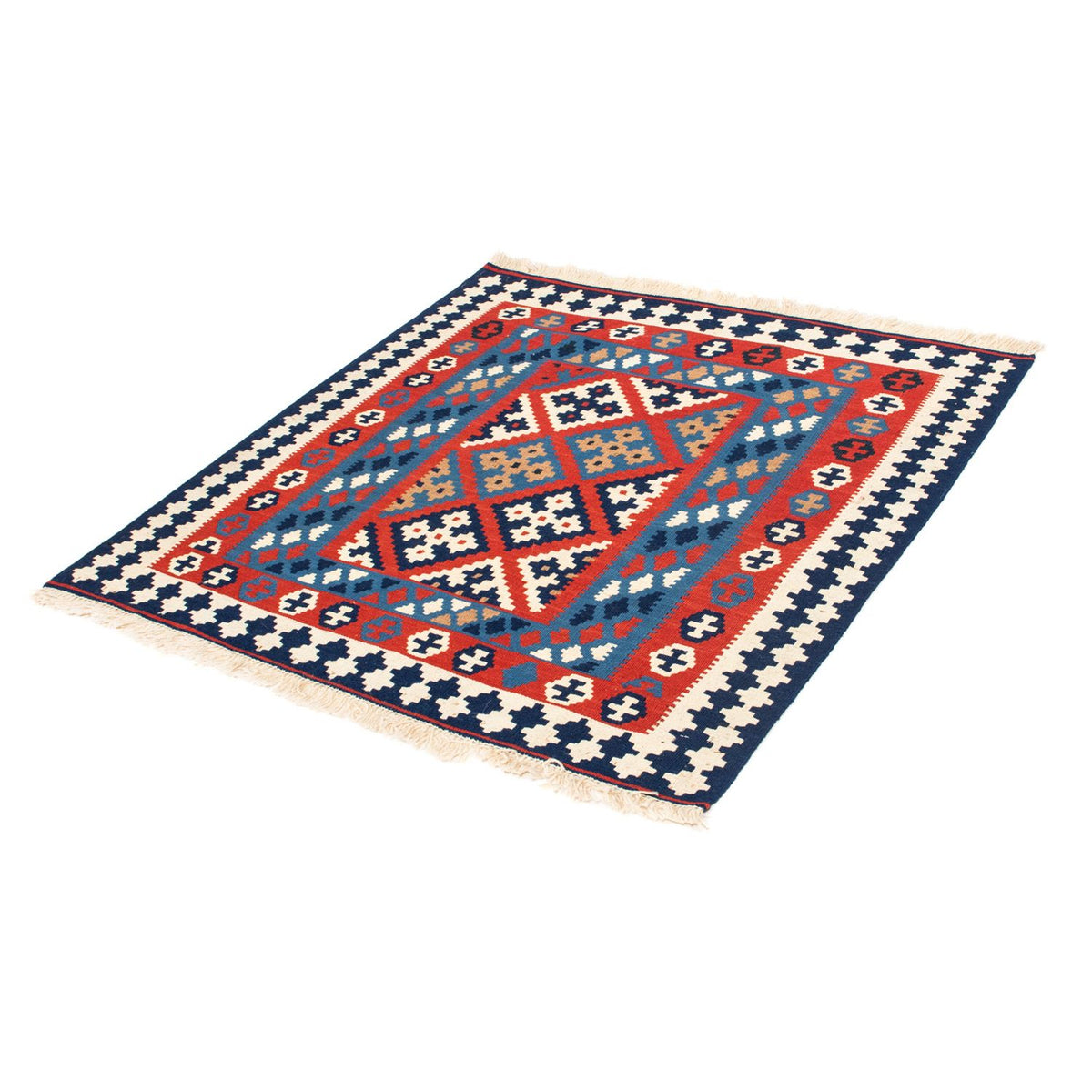 Tapis Kelim - Oriental carré  - 103 x 101 cm - rouge
