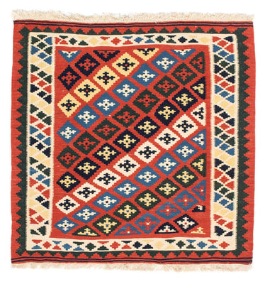 Tapis Kelim - Oriental carré  - 97 x 94 cm - rouge
