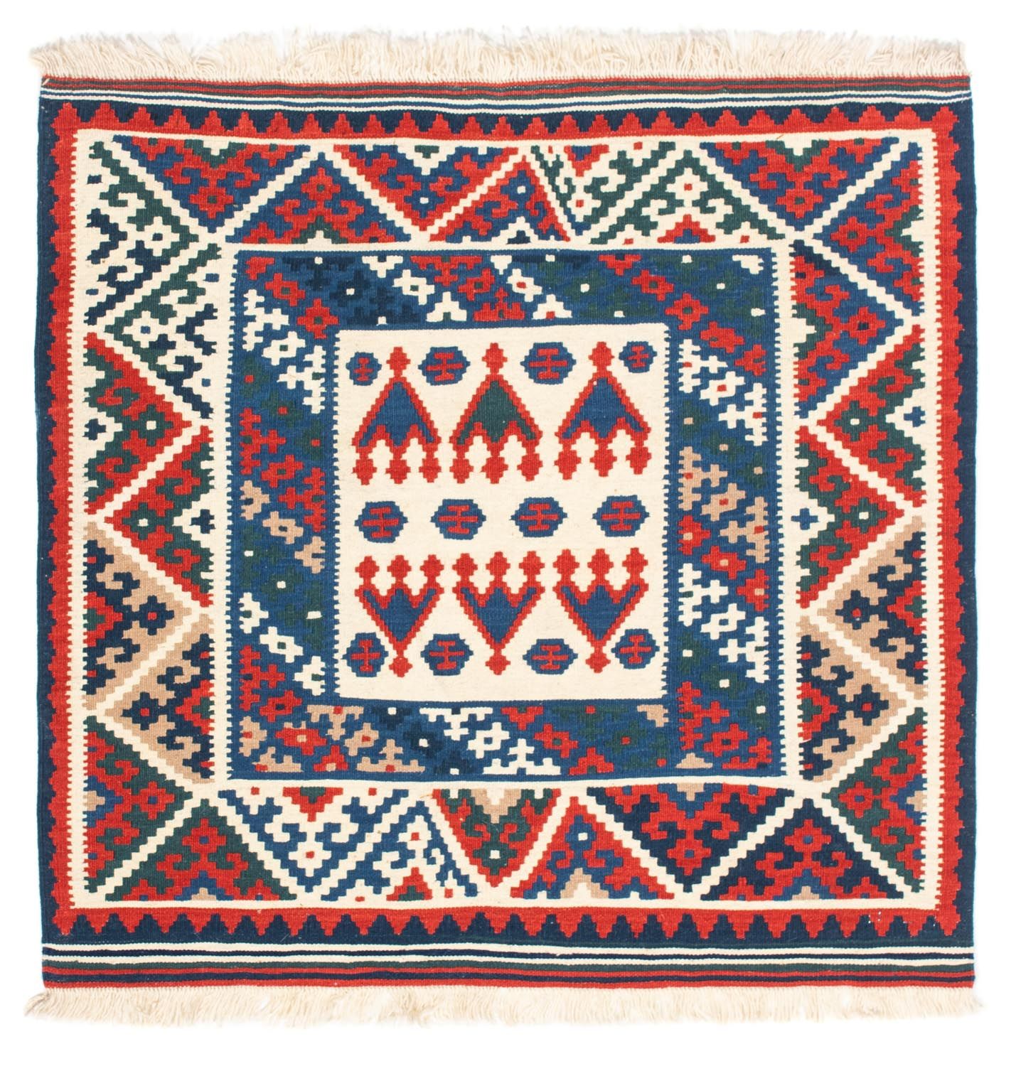 Tapis Kelim - Oriental carré  - 101 x 101 cm - beige