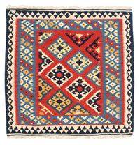 Tapis Kelim - Oriental carré  - 105 x 105 cm - rouge