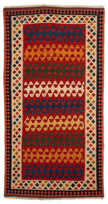 Tapis de couloir Tapis Kelim - Oriental - 297 x 149 cm - rouge foncé