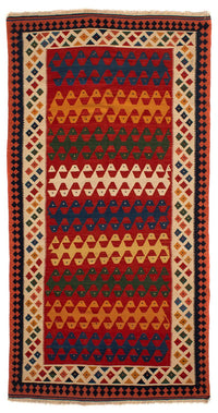 Tapis de couloir Tapis Kelim - Oriental - 297 x 149 cm - rouge foncé