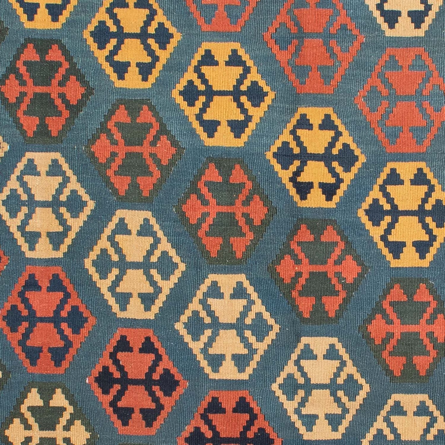 Tapis Kelim - Oriental carré  - 212 x 198 cm - bleu